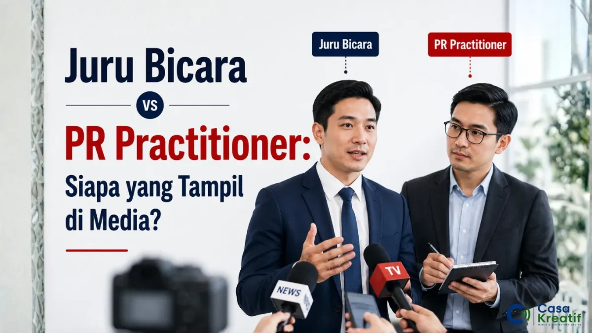 infografis perbedaan juru bicara dan PR practitioner dalam komunikasi perusahaan