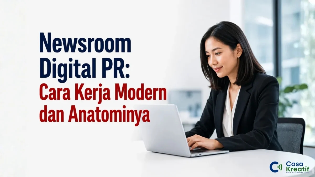 infografis anatomi newsroom digital PR modern untuk brand dan korporasi Indonesia